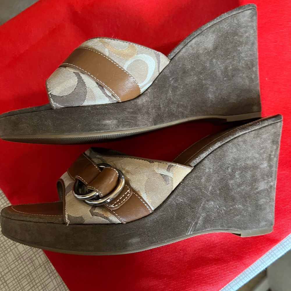 Authentic Coach wedge sandals. Like new.